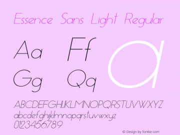 Essence Sans Light Regular Version 1.002 2013 Font Sample