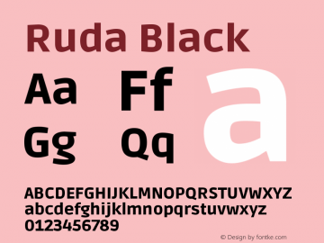 Ruda Black Version 1.002 Font Sample