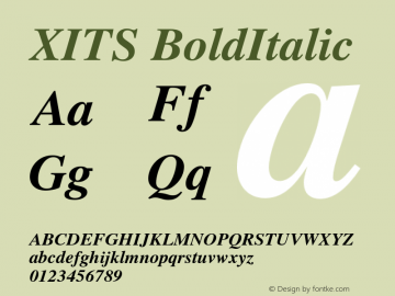 XITS BoldItalic Version 001.001 Font Sample