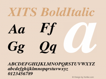 XITS BoldItalic Version 001.003 Font Sample