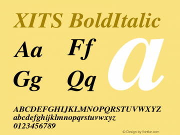 XITS BoldItalic Version 001.005 Font Sample