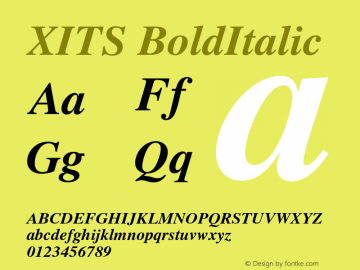 XITS BoldItalic Version 001.006 Font Sample