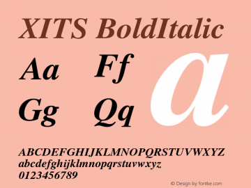 XITS BoldItalic Version 1.010 Font Sample