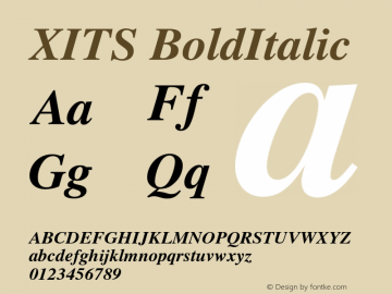XITS BoldItalic Version 1.011 Font Sample