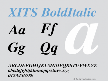 XITS BoldItalic Version 1.103 Font Sample