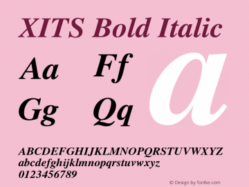 XITS Bold Italic Version 1.104 Font Sample