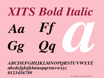 XITS Bold Italic Version 1.105 Font Sample