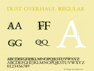 dust overhaul Regular Version 1.00 2013 Font Sample