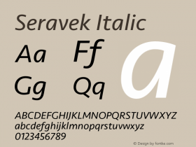 Seravek Italic Version 1.000 Font Sample