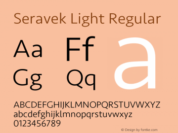 Seravek Light Regular Version 1.000 Font Sample