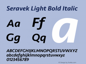 Seravek Light Bold Italic Version 1.000 Font Sample