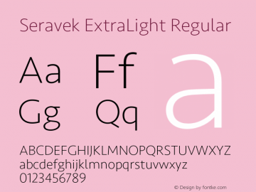 Seravek ExtraLight Regular Version 1.000 Font Sample