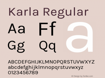 Karla Regular Version 1.000 Font Sample