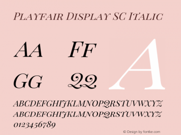 Playfair Display SC Italic Version 1.005;PS 001.005;hotconv 1.0.70;makeotf.lib2.5.58329 Font Sample