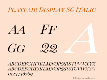 Playfair Display SC Italic Version 1.002;PS 001.002;hotconv 1.0.70;makeotf.lib2.5.58329; ttfautohint (v0.93) -l 42 -r 42 -G 200 -x 14 -w 