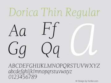 Dorica Thin Regular Unknown Font Sample