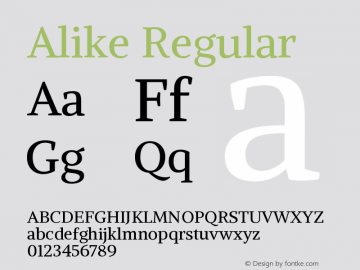 Alike Regular Version 1.210 Font Sample