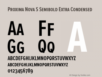 Proxima Nova S Semibold Extra Condensed Version 2.003 Font Sample