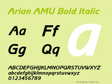 Arian AMU Bold Italic Version 4.001图片样张