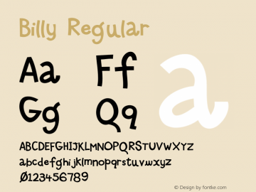 Billy Regular 1998; 2.0, initial release Font Sample
