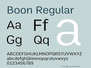 Boon Regular Version 1.1 Font Sample