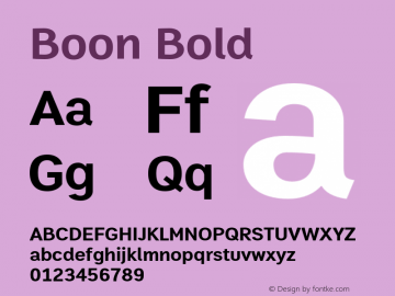 Boon Bold Version 1.1 Font Sample