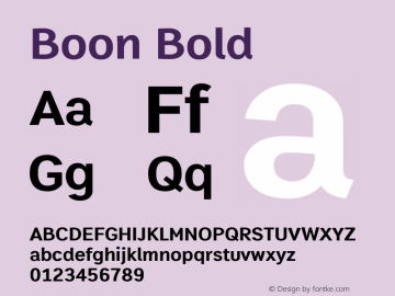 Boon Bold Version 1.1 Font Sample