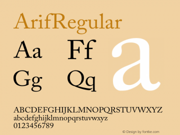 Arif Regular Version 1.00 Font Sample