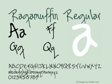 Ragamuffin Regular Version 1.00 Font Sample