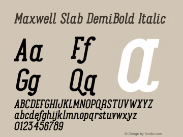 Maxwell Slab DemiBold Italic Version 1.000 Font Sample