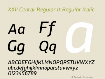XXII Centar Regular It Regular Italic Version 1.002;com.myfonts.doubletwo.xxii-centar.regular-italic.wfkit2.42XQ Font Sample