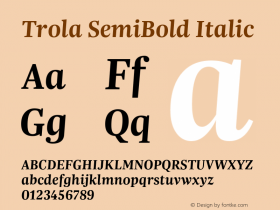 Trola SemiBold Italic Version 1.000 | wf-rip By Margaret. Font Sample