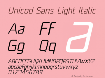 Unicod Sans Light Italic Version 1.000图片样张