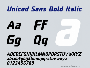 Unicod Sans Bold Italic Version 1.000 Font Sample