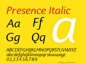 Presence Italic Version 001.001图片样张