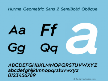 Hurme Geometric Sans 2 SemiBold Oblique Version 1.001图片样张
