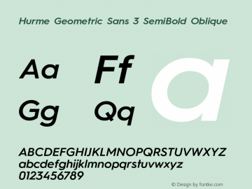 Hurme Geometric Sans 3 SemiBold Oblique Version 1.001图片样张