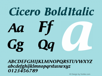 Cicero BoldItalic Version 001.000 Font Sample