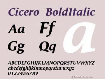 Cicero BoldItalic Version 001.001 Font Sample