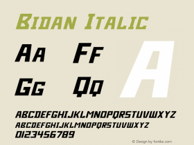Bidan Italic Version 1.00 December 10, 2013, initial release Font Sample
