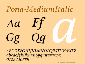 Pona-MediumItalic ☞ Version 1.000;com.myfonts.easy.tipografies.pona.medium-italic.wfkit2.version.3x8g图片样张