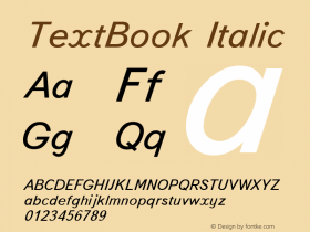 TextBook Italic 001.000 Font Sample