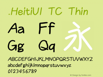 .HeitiUI TC Thin 10.0d4e2 Font Sample