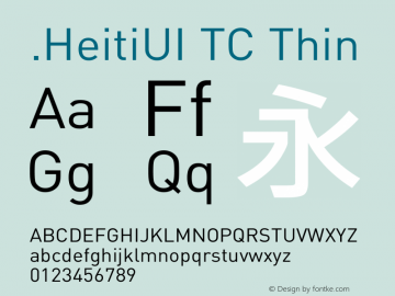 .HeitiUI TC Thin 10.0d4e2 Font Sample