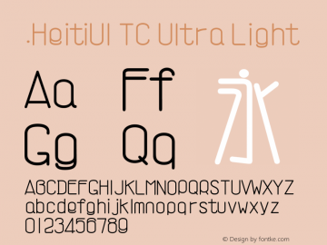 .HeitiUI TC Ultra Light 9.0d9e3 Font Sample