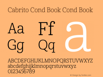 Cabrito Cond Book Cond Book Unknown Font Sample