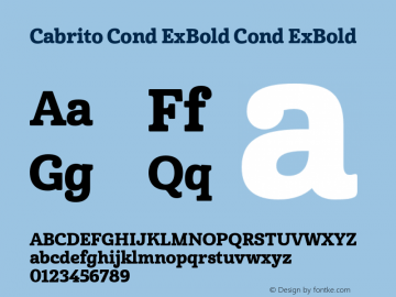 Cabrito Cond ExBold Cond ExBold Unknown Font Sample