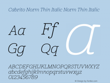 Cabrito Norm Thin Italic Norm Thin Italic Unknown图片样张