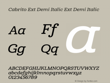 Cabrito Ext Demi Italic Ext Demi Italic Unknown Font Sample