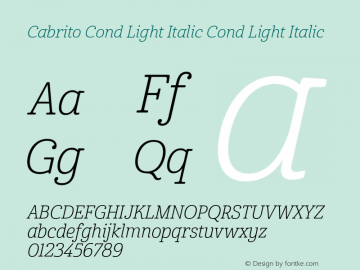 Cabrito Cond Light Italic Cond Light Italic Unknown图片样张